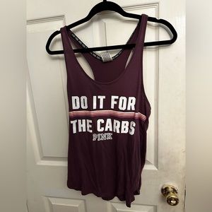 Women’s VS PINK racerback workout tank top Do It for the carbs activewear medium